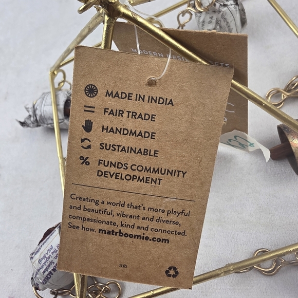 NWT Matr Boomie Handtuned Rustic Bells Golden Fairtrade Windchime - Picture 4 of 5